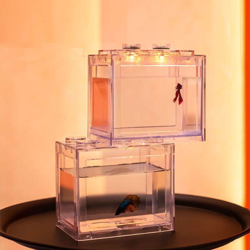 Minni Betta-pecera para tortugas, reptiles, medusas, peces dorados, camarones, bolas de musgo, insectos, caja de Decoración de mesa, suministros para acuario