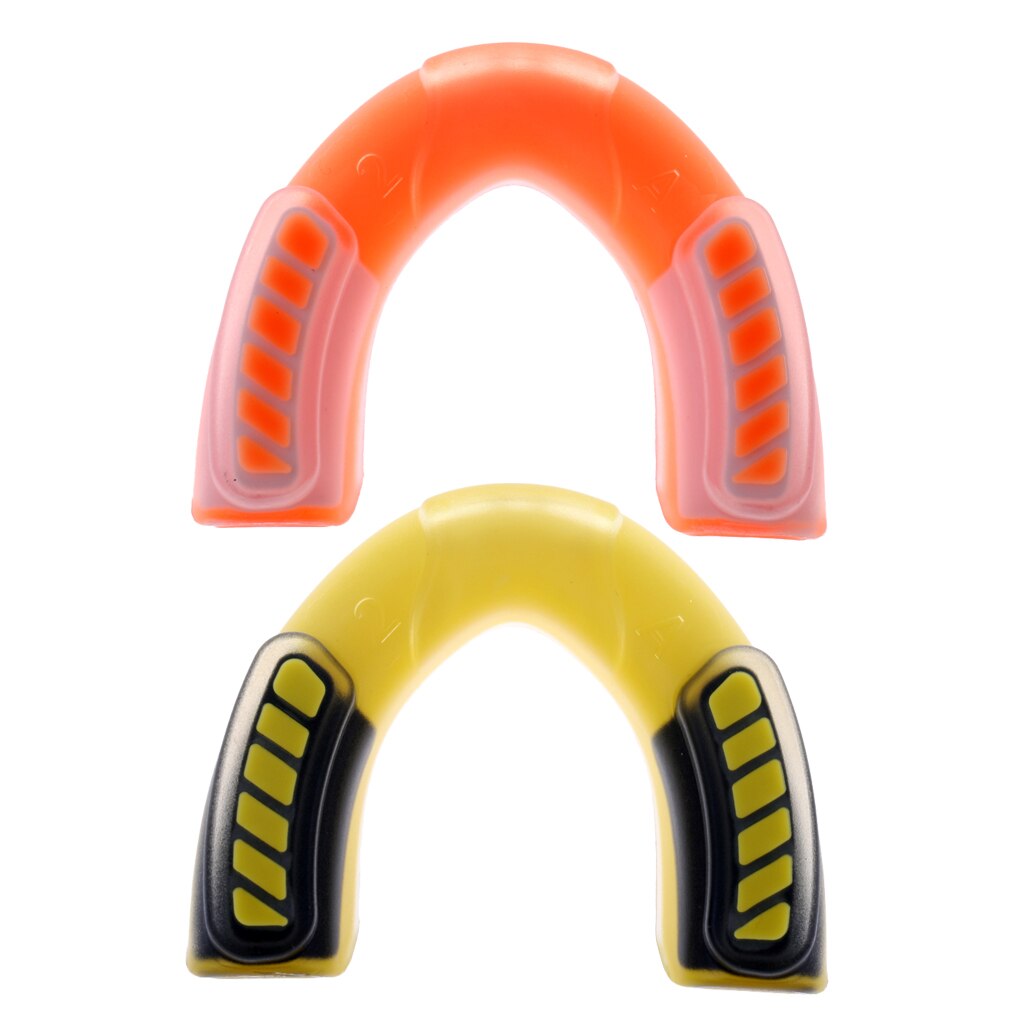 2 Stuks Multi-Sport Mond Guards-Oranje, Geel Gum Shield Sport Beschermende Veiligheid Gear Met Draagtas