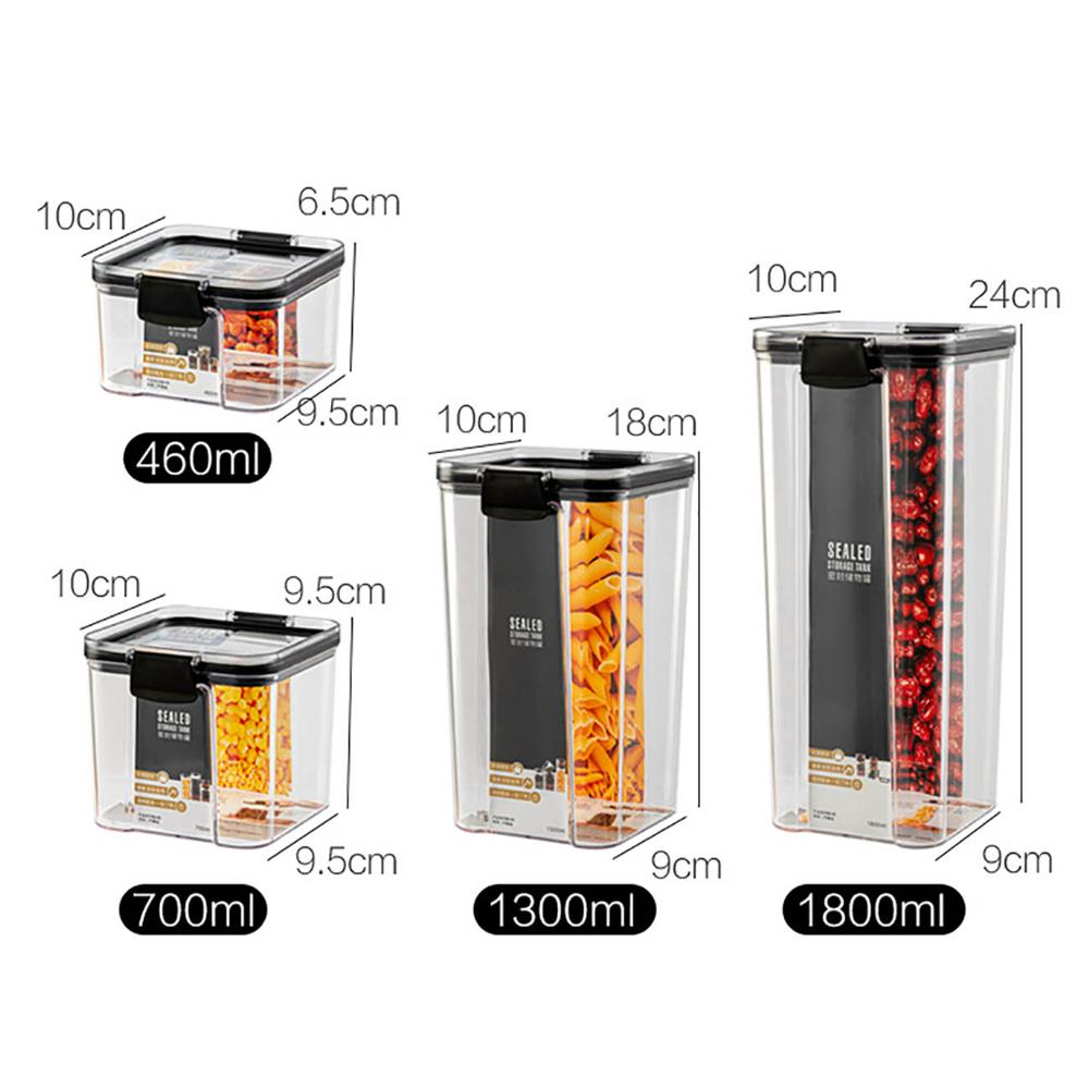 700/1300/1800Ml Voedsel Container Plastic Keuken Koelkast Noodle Box Multigrain Opslagtank Transparante Verzegelde Blikken