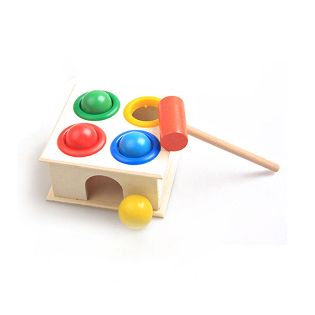 Baby schlagen Spielzeug Bunte Holz Hämmern Ball + Holz Hammer Kasten freundlicher freundlicher ungiftig Früh Pädagogisches Spielzeug Heißer!: Ursprünglich Titel