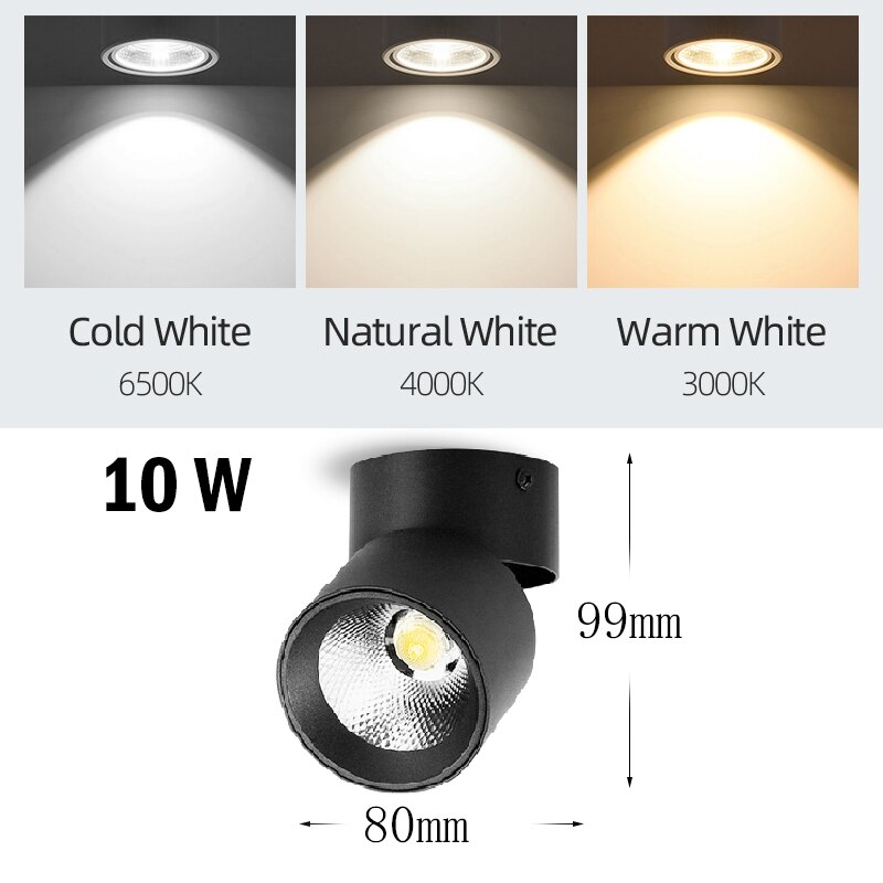 Adjustable LED Spotlights 7W 10W 15W Led Spot Light Lamp Ceiling Spots Track Lights Lighting Spotlight for Home Kitchen Bedroom: 10W Black Body / Neutral White