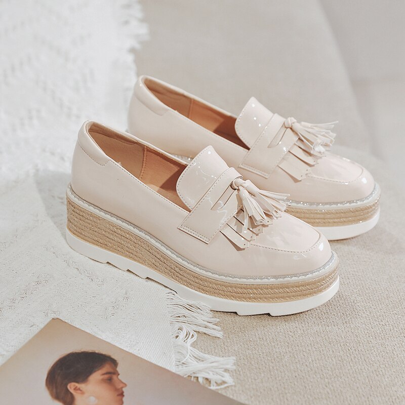 Byqdy dusk platform pumps mule sko kvinner høy hæl kvinnelige pumps rund tå skinnsko kontor damer sko svart slip on: Beige pumps / 6.5