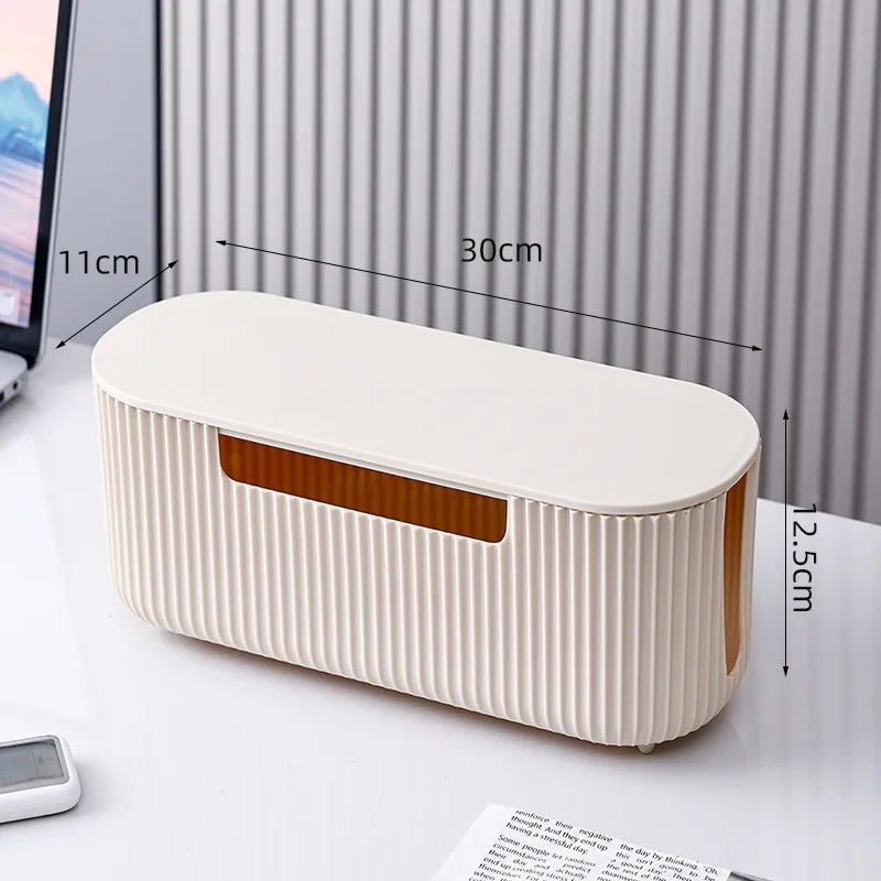 Caja organizadora de cables, organizador de cables de datos de alimentación, gestión de cables de escritorio, caja de almacenamiento de plástico fija: Rojo