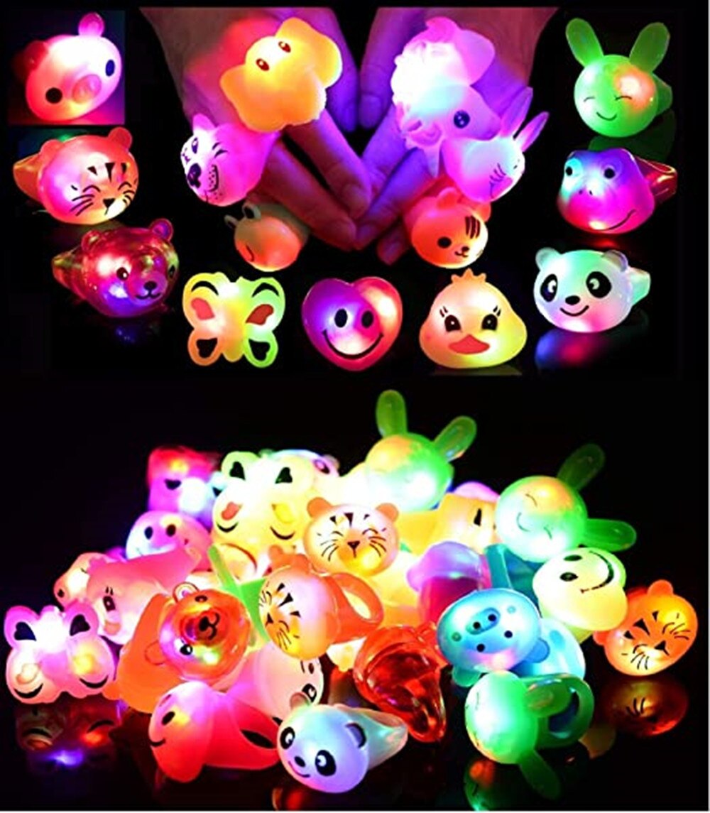 24 Pack Led Light Up Bumpy Ringen Feestartikelen Voor Kids Prijzen Doos Speelgoed Voor Verjaardag Klaslokaal Beloningen Schat Doos prijzen Speelgoed