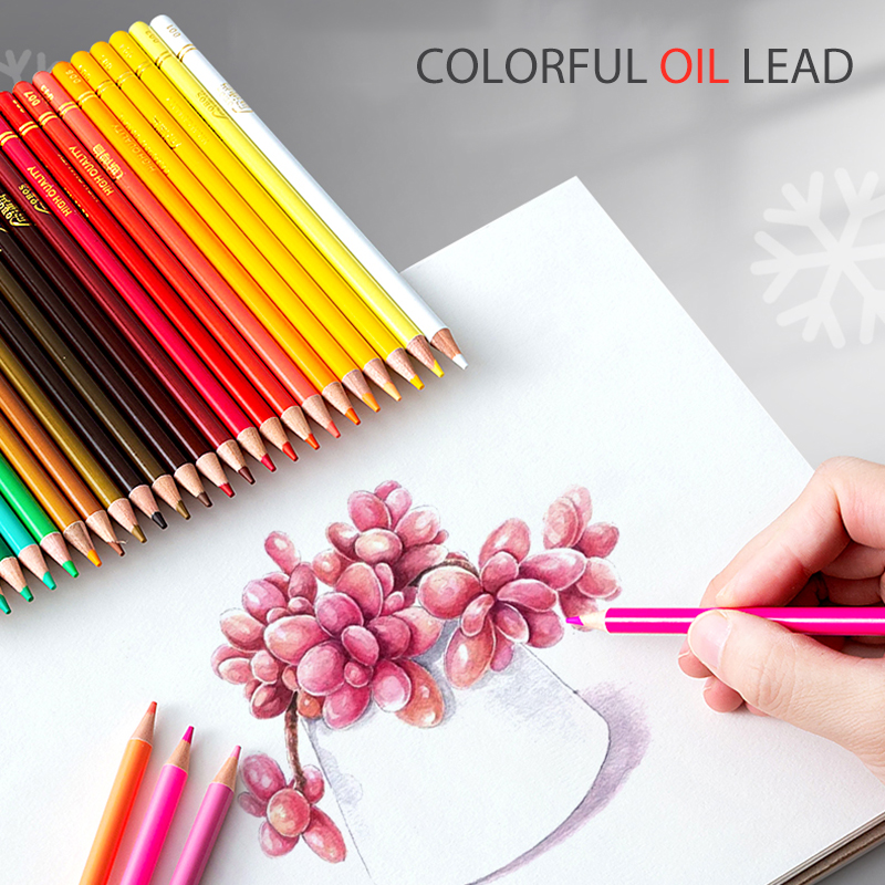 Juego de lápices de colores aceitosos profesionales, caja de cables de colores surtidos para dibujar artistas de pintura, útiles escolares para estudiantes, 24/36/48