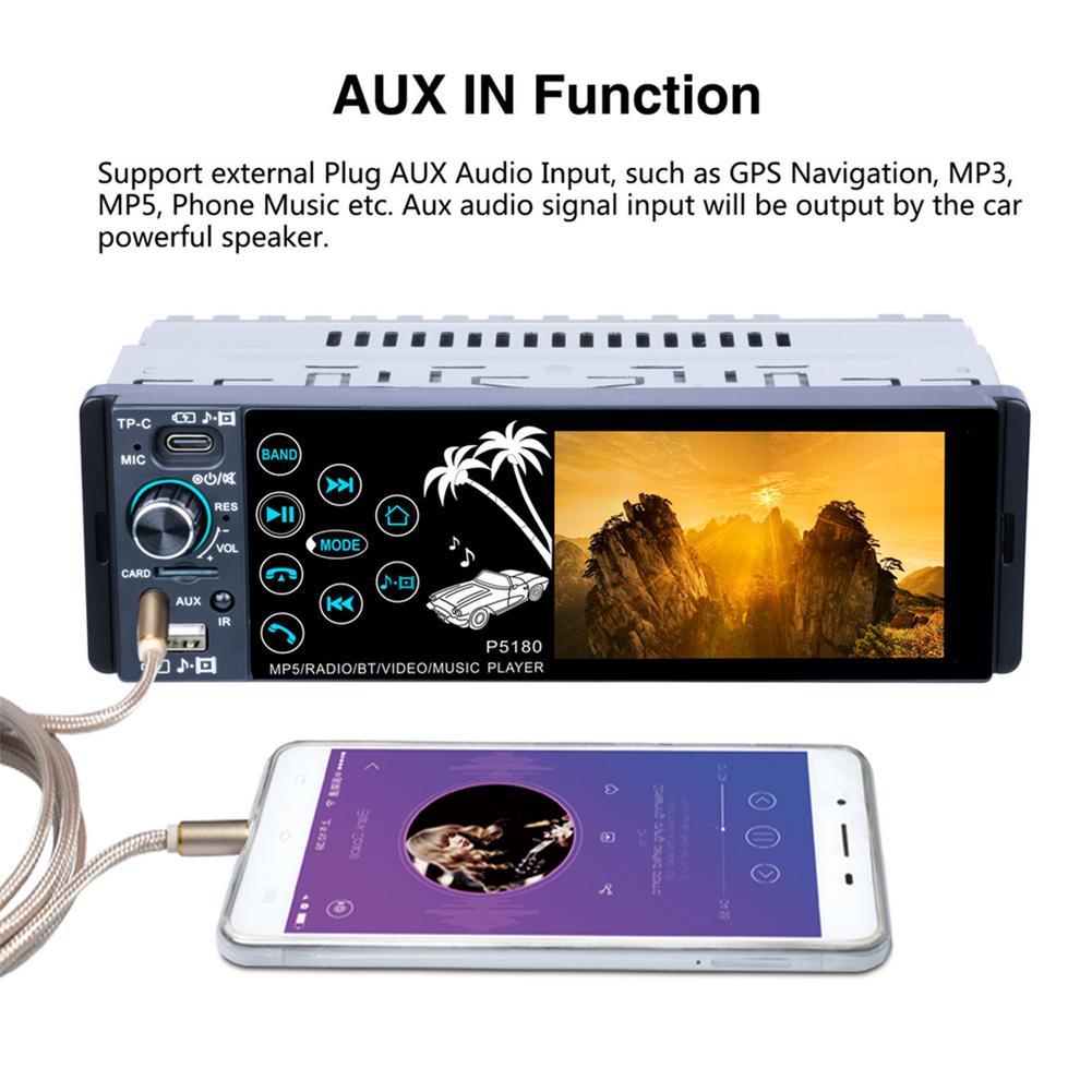 Car MP5 Player 3.8 Inch IPS Capacitive Touch Screen 1 Din Stereo Player FM Radio USB Aux MP5 Player With HD Touch Screen For