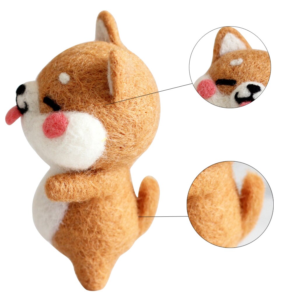 Wool Felt DIY Bag Smiling Strawberry Shiba Inu Needle Animals Wool Felt Poked Knitting Unfinished DIY Wool Felting Package