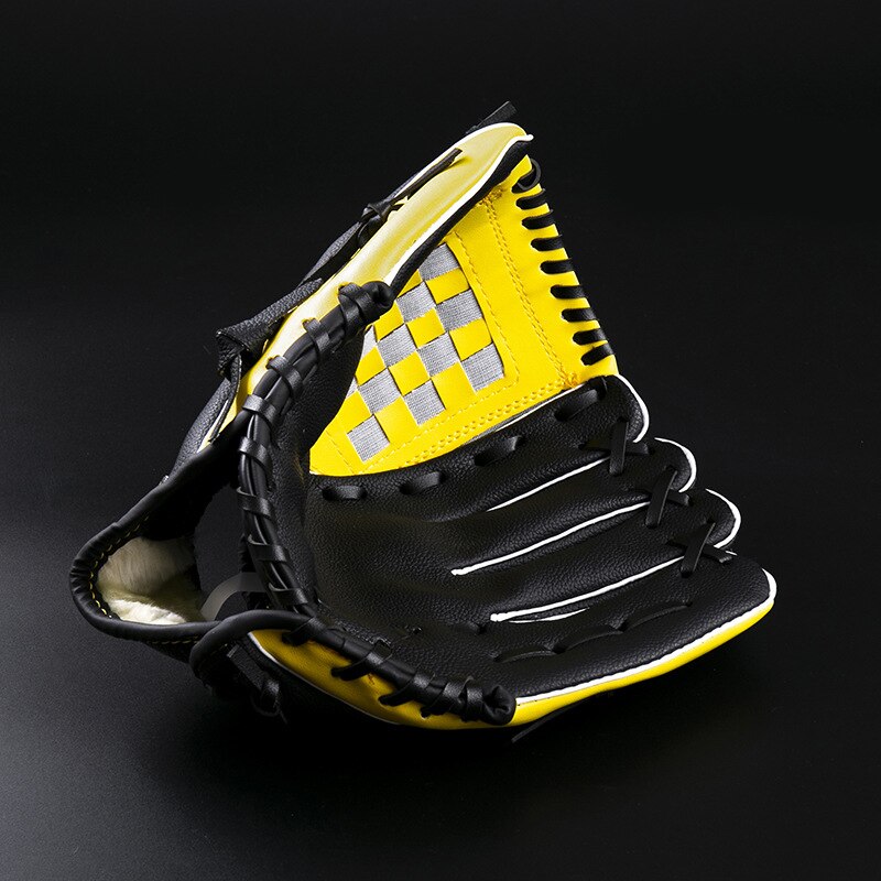 Engrosada guante de béisbol portátil duradero de softbol guante para práctica de competencia: Yellow black / l