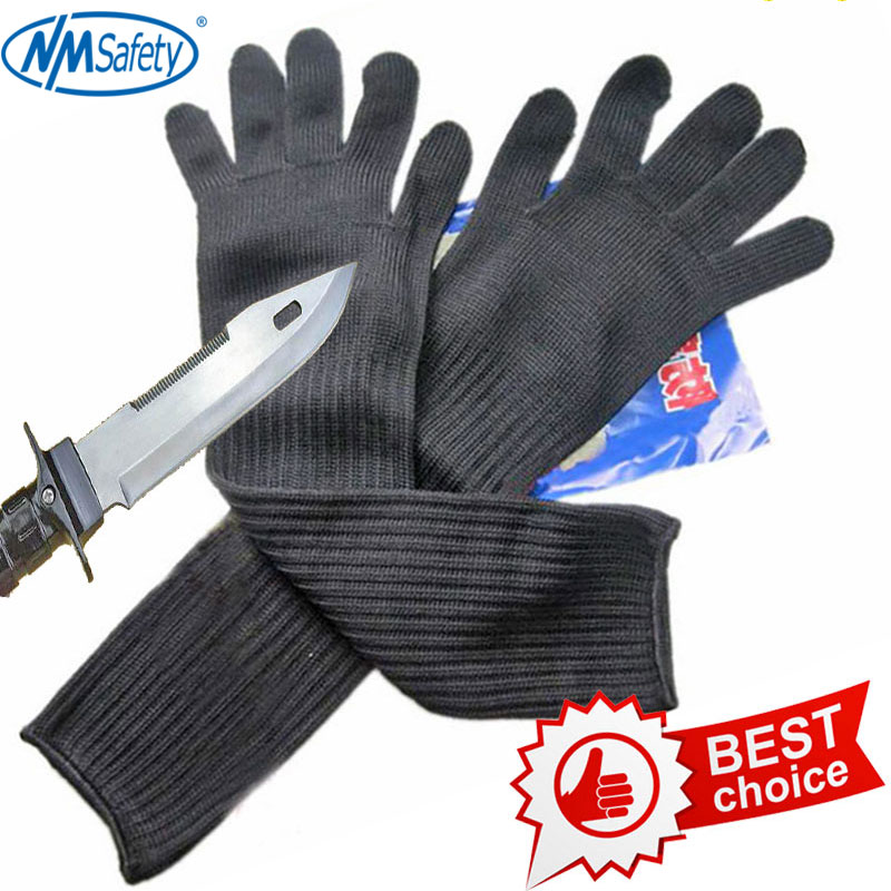 NMSAFETY Lange Snijbestendige Werkhandschoenen Met Roestvrij Staaldraad Beschermende Handschoenen