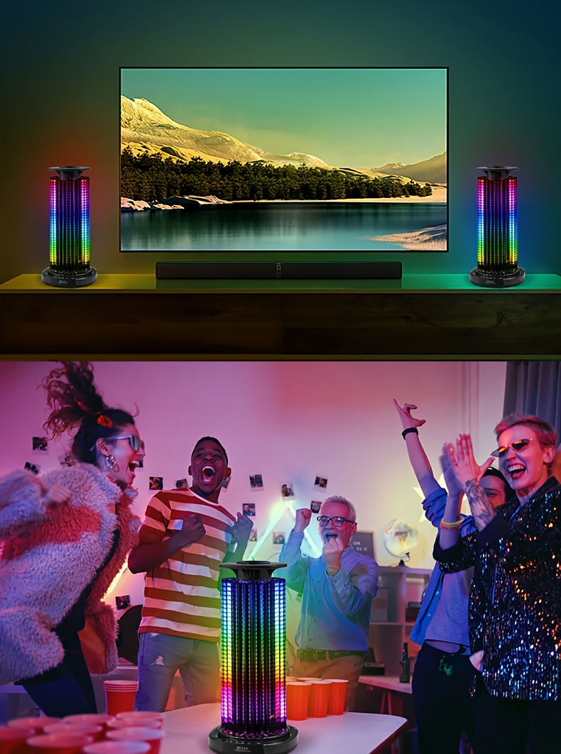 Luce ritmica musicale attivata dal suono RGB da 1 pezzo, luce panoramica 4D per atmosfera alla moda, per Natale, Halloween, decorazioni per feste ﻿