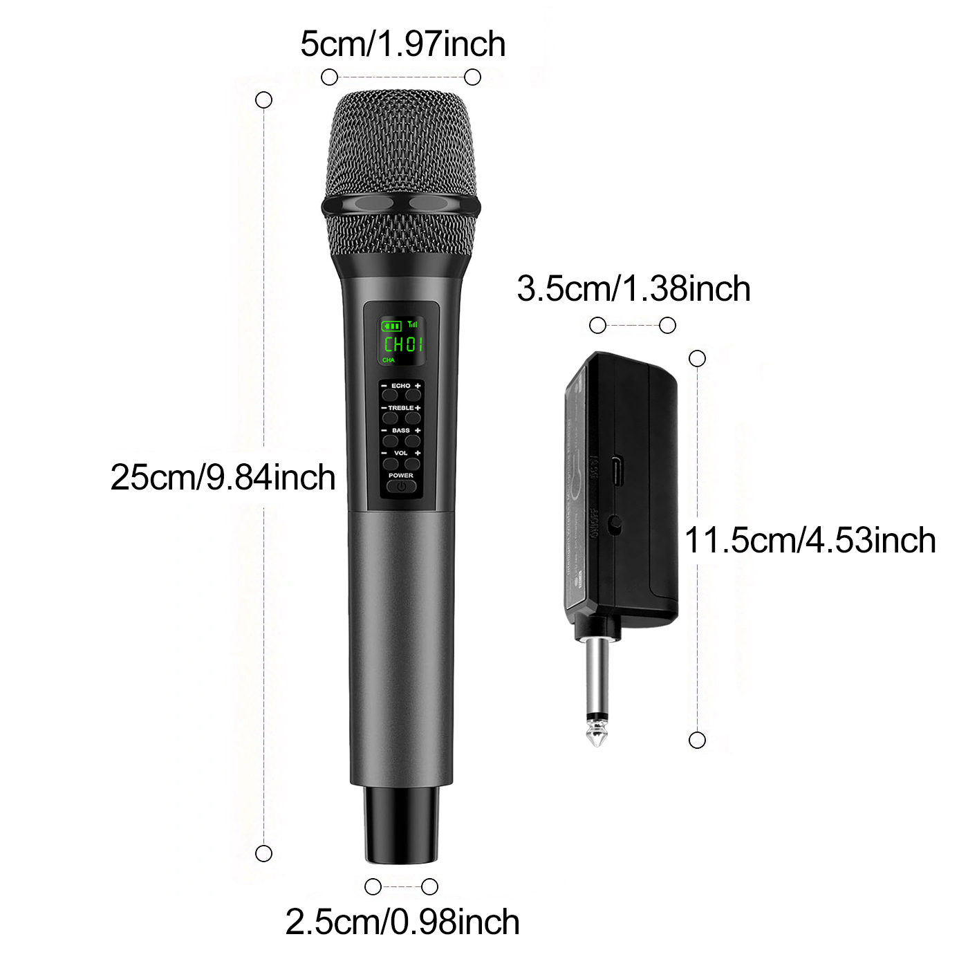 Heikuding Wireless Microphone UHF Dual Cordless Dynamic Mic System with Rechargeable Receiver for karaoke Singing Dj Microphone