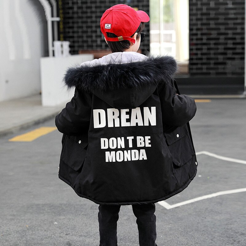 Meninos roupas 2021 novo inverno quente jaqueta crianças além de veludo grosso casacos preto azul com capuz jaquetas roupas adolescentes crianças outerwear