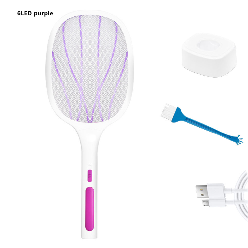 Raquette anti-mouches électrique, lumière UV, Rechargeable par USB, lampe LED, piège à moustiques d'été, raquette anti-insectes: NO.03