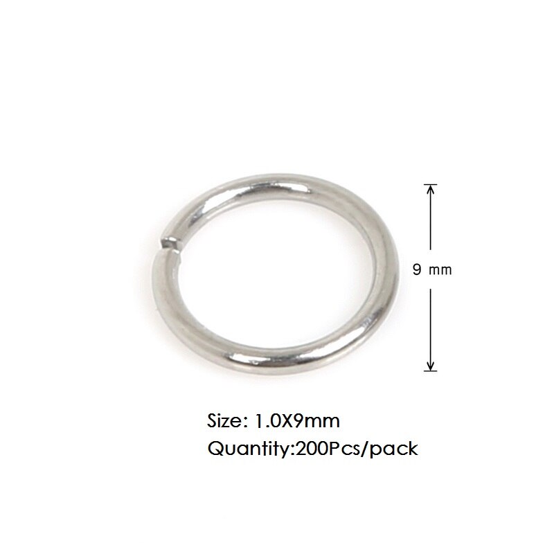 200 Stücke Edelstahl Offene Binderinge 4mm/5mm/6mm/7mm/8mm/9mm/10mm Für DIY Schmuck Machen Halskette Armbinde Erkenntnisse Anschluss: 9mm