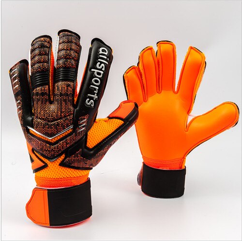 Soccer Goalkeeper Gloves Football Goalie Gloves Goal Keeper Gloves Finger Protection Thickened Latex: orange / size 10