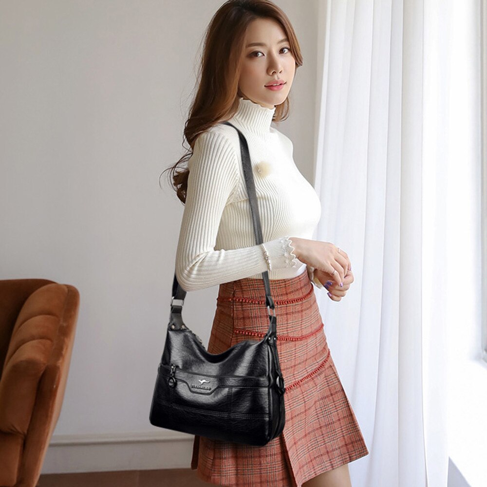 Lederen Crossbody Tassen Voor Vrouwen Casual Schoudertas Plaid Handtas Grote Capaciteit Reizen Messenger Bags