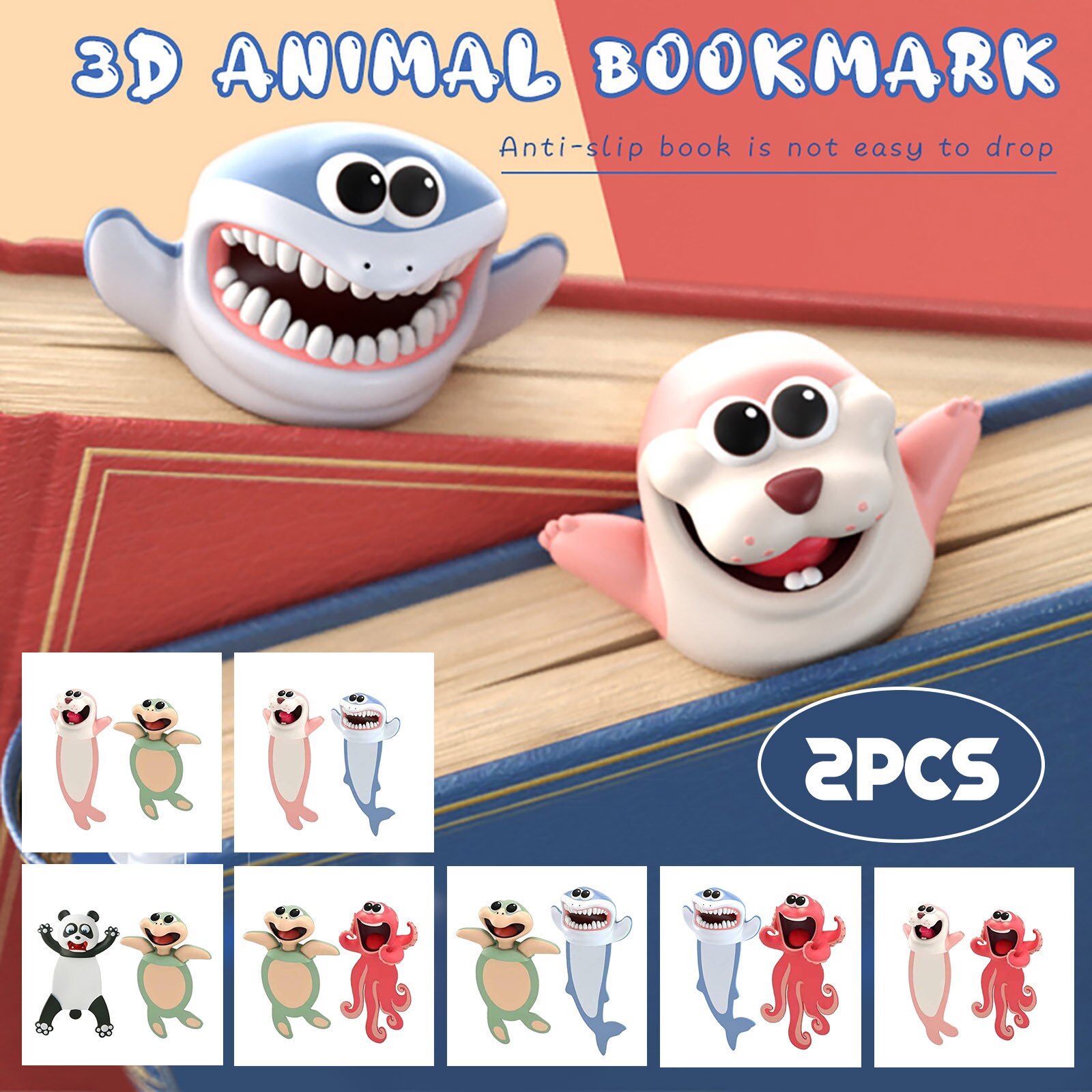 Creatieve 3D Stereo Bookmark Leuke Cartoon Dier Marker Kawaii Kat Panda Bookmark Van Pagina 'S Kids School Briefpapier Leveringen