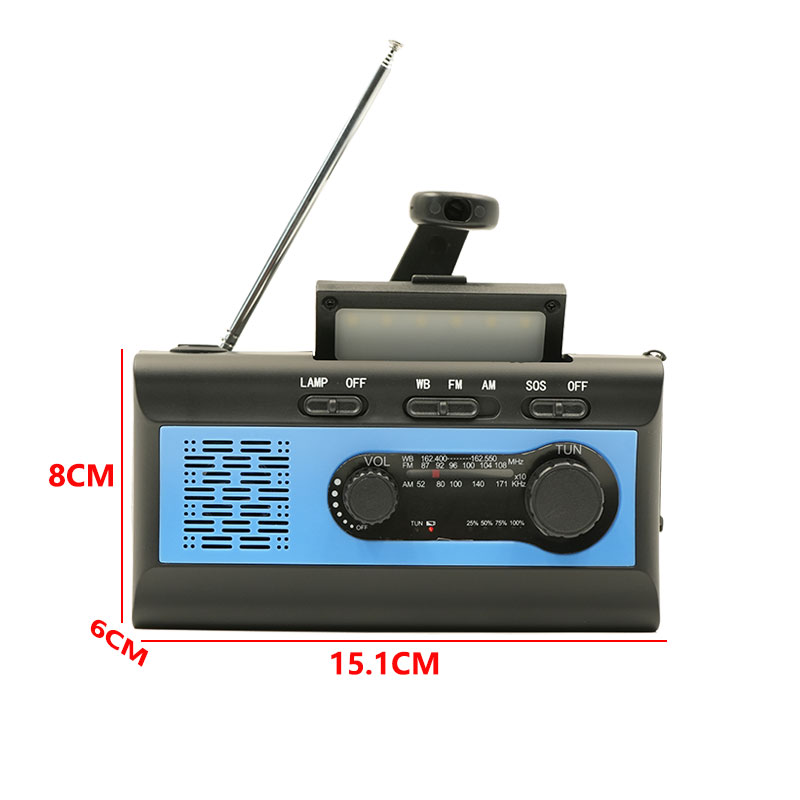 Radio fm portátil, manivela Solar, USB, carga de teléfono, Banco de energía, Radio meteorológica, alarma SOS de emergencia, linterna LED: Verde