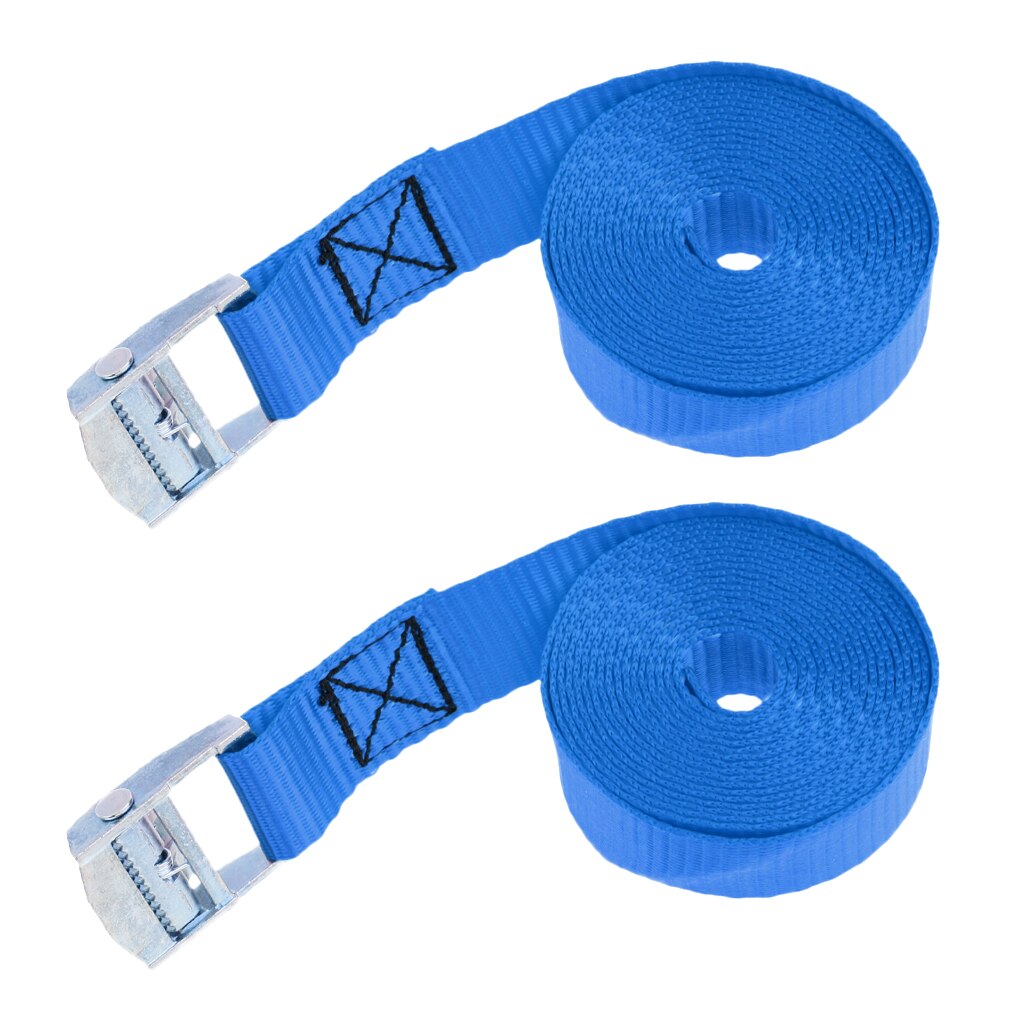 2 Pieces Kayak Cam Buckle Tie Down Straps Roof Racks Trailers 2.5m Blue