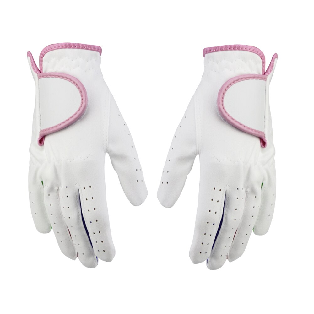 1 par golfhandskar för barn ungdomar junior pojkar flickor, mikrofiberduk handskar för vänster hand höger golfare: Rosa / Storlek 15