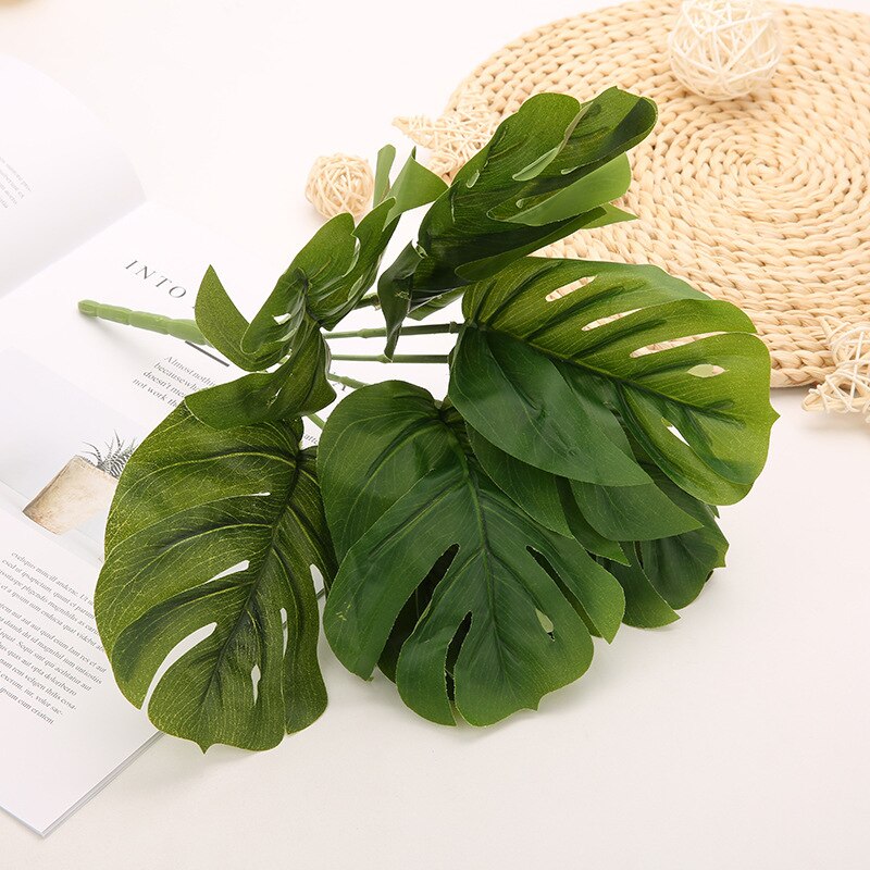 9 głów zielone sztuczne liście monstery: Monstera Green