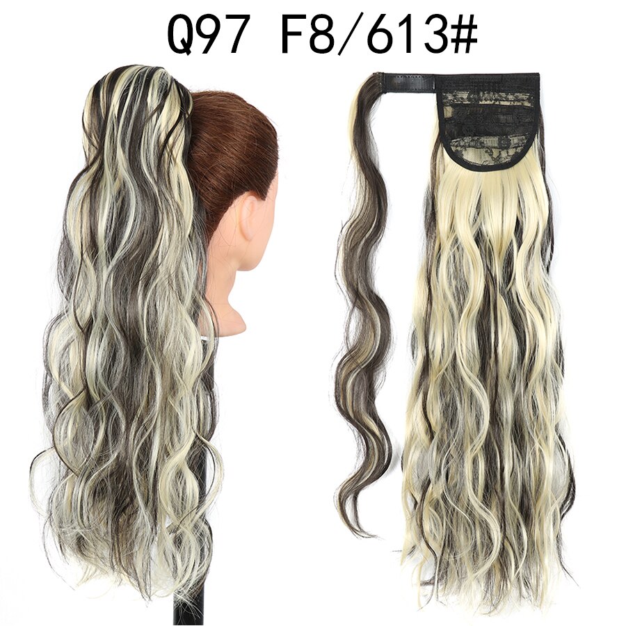 Hairpiece włosy w koński ogon rozszerzenie fałszywy ogon napowietrzny Natual faliste warkocze sznurek koński ogon z klipsami w syntetycznym: Q97-F8-613