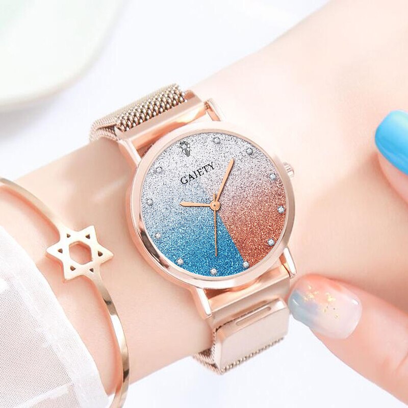 Gaiety reloj para mujeres de aleación de cinturón Casual esfera sencilla cielo estrellado de cuarzo de lujo relojes de pulsera de reloj femenino