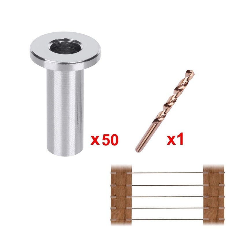 50Pcs 316 Stainless Steel Protector Sleeves for 1/4Inch Cable Railing, for Wood Posts, Straight Wood Post Protector
