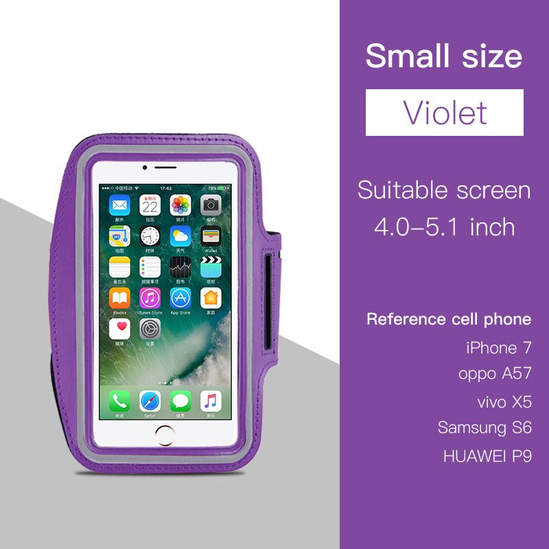 Waterproof Sports Running Wristband 4.0-6.5 inch Mobile Phone Armband Case for iPhone XS MAX X 8 Plus Xiaomi Case Phone holder: Small Purple