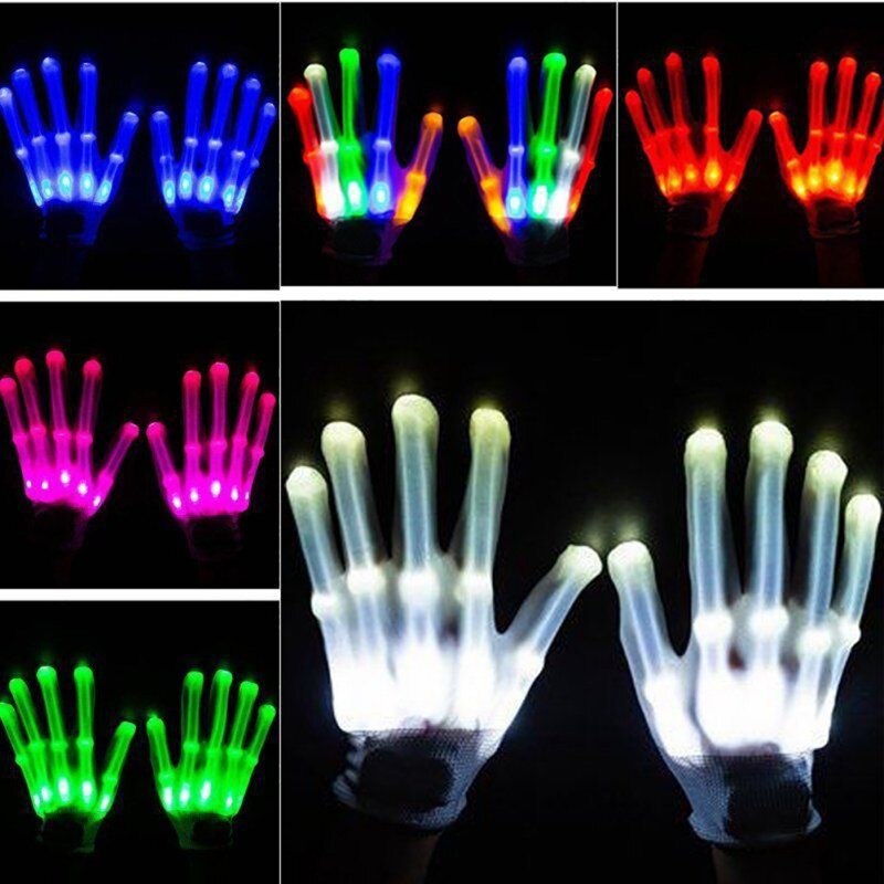 Dance Stage LED Light Flashing Gloves Flashing Finger Glow Mittens Xmas Dance Rave Party Fun Cycling Gloves Halloween