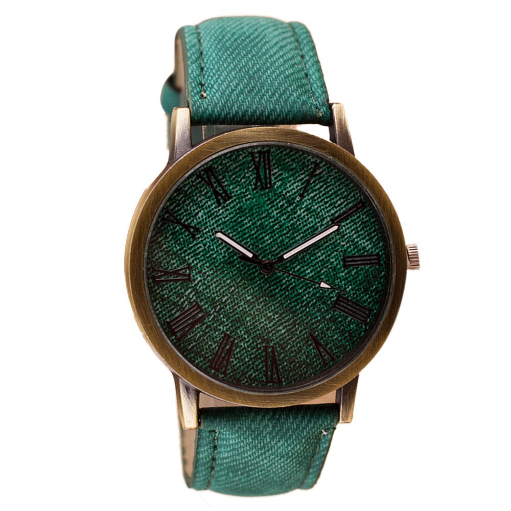 Otoky Horloge Retro Vogue Mannen Horloges Cowboy Lederen Band Horloge Vrouwelijke Analoge Quartz Herenhorloge Business Reloj Student: green