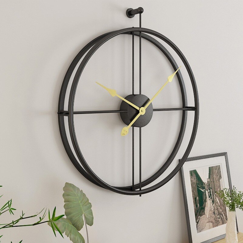 52cm grande relógio de parede metal do vintage design moderno para casa decoração escritório pendurado relógios sala estar clássico breve europeu quente