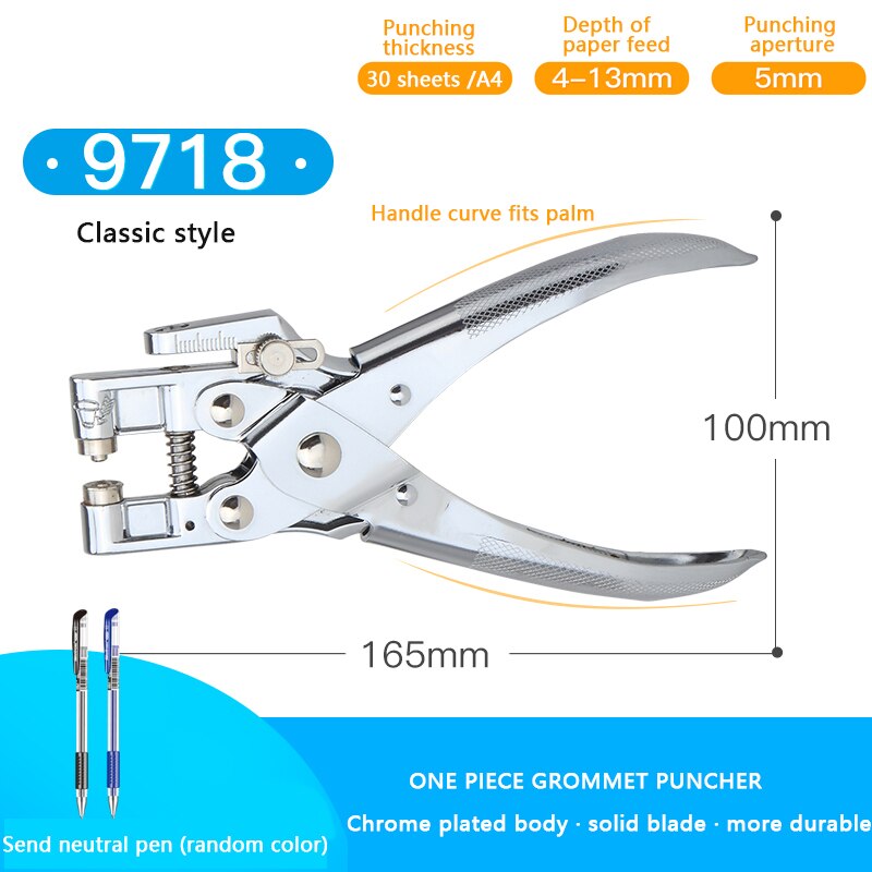 Poinçonneuse avec œillets et œillets, Machine De retenue en métal, pince à œillets avec œillets, perforateur De trous ronds De 5mm avec anneaux, 9718: 9718 A