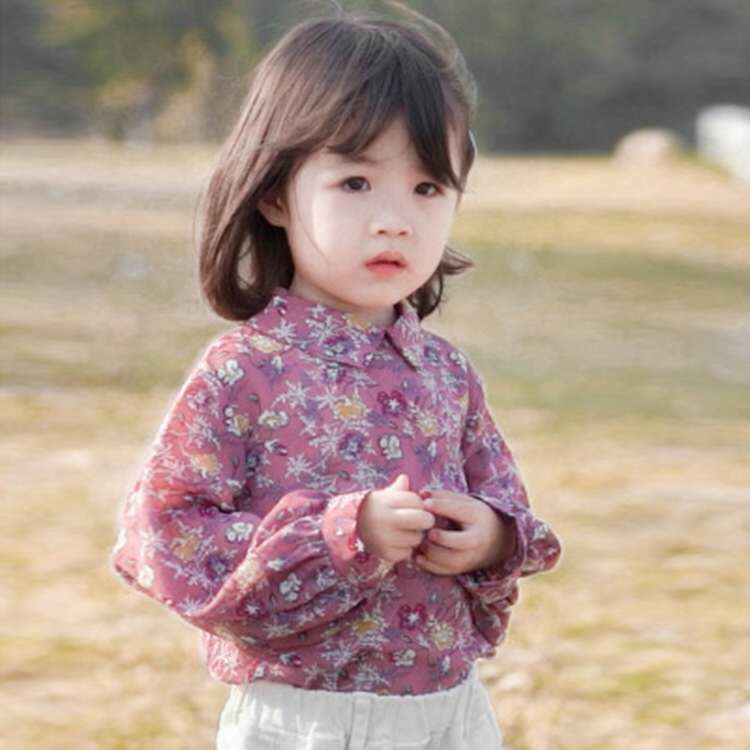 Forår og efterår koreanske piger skjorte blomstret åndbar skjorte top børnetøj