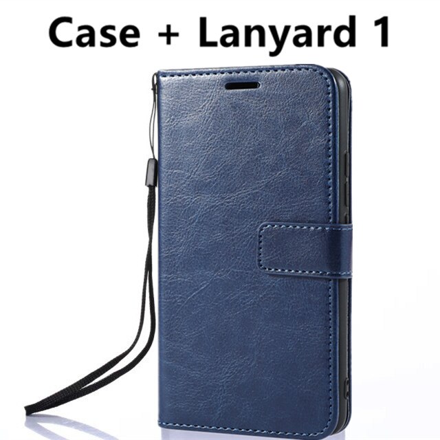 Titular do cartão capa para zte nubia play 5g 6.65 "caso de couro do plutônio capa protetora retro coldre carteira flip caso: Navy Blue Lanyard 1 / Just Case
