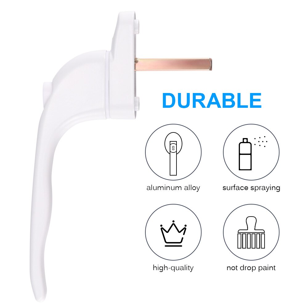 White Aluminum Alloy Window Handle With Locks Universal Door Handle Key Locking For Double Glazing White Door Turning