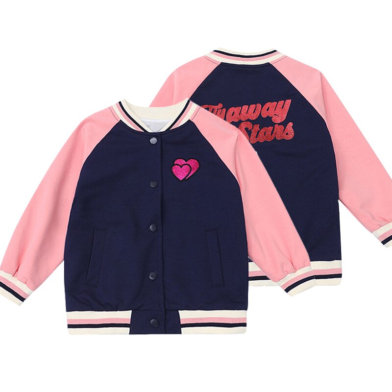 spring and autumn thin jacket love pattern jacket little girl jacket Baseball Jacket casual jacket girl versatile j