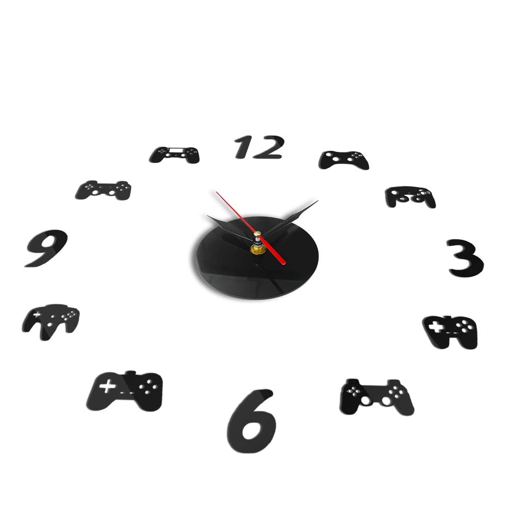 Gamepad DIY Large Wall Clock Watch Modern Video Game Controllers 3d diy Acrylic Mirror Quartz Needle Horloge