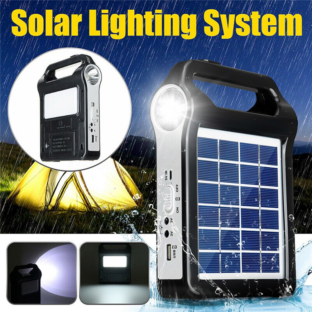 Spot Portable Solar Panel Generator System USB Port Built In Lighting Lamp Hogard