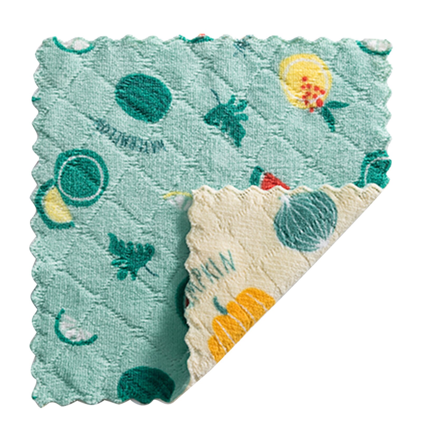 Chiffon de nettoyage multi-usages, chiffon imprimé Double face, dessin animé, serviette à vaisselle, molleton de corail, élimine les taches, outils de nettoyage de cuisine: E