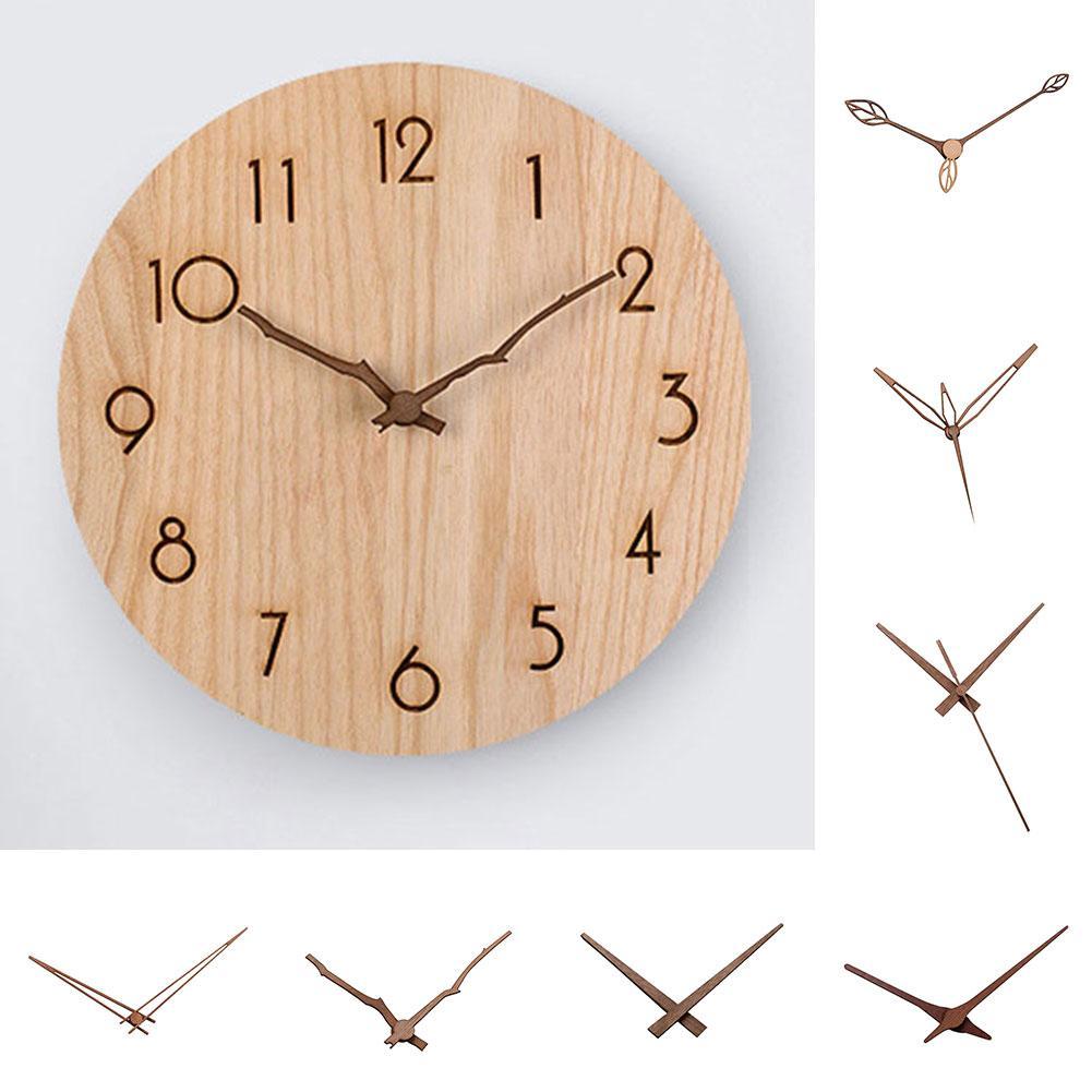 DIY Wall Clock Wooden Hands With SUN Silent Needle Wood Accessories Clock Clock Part Quartz Movement Replace Walnu R3Z2