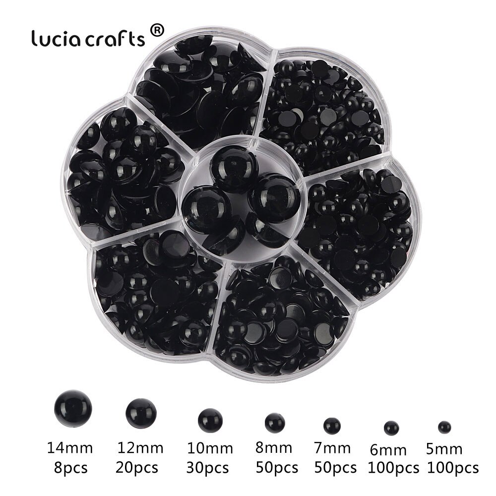 5-20mm Half Round Pearls Plastic Black Beads Flatback Resin Pearl Glue On Rhinestones Beads Nail Art Crafts Diy Decoration K1011: C6 358pcs