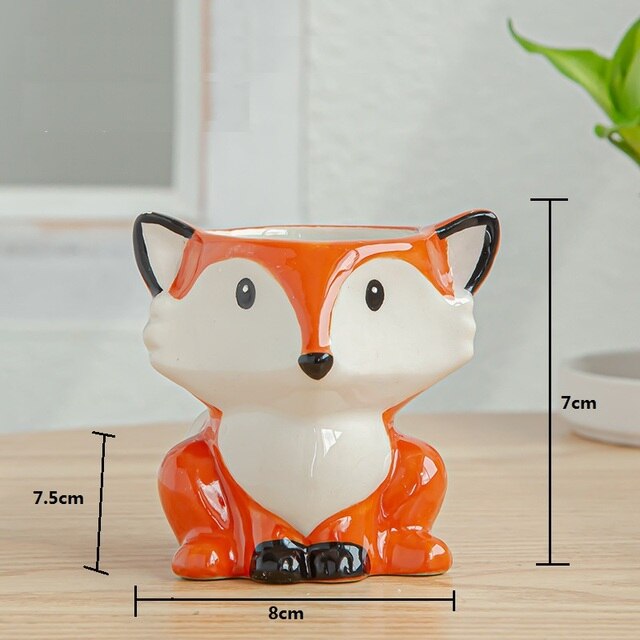 Maceta de cerámica con dibujos de animales, Mini maceta con Cabeza de Vaca, cebra, oveja, suculentas, bonsái, decoración del hogar, estilo nórdico: D