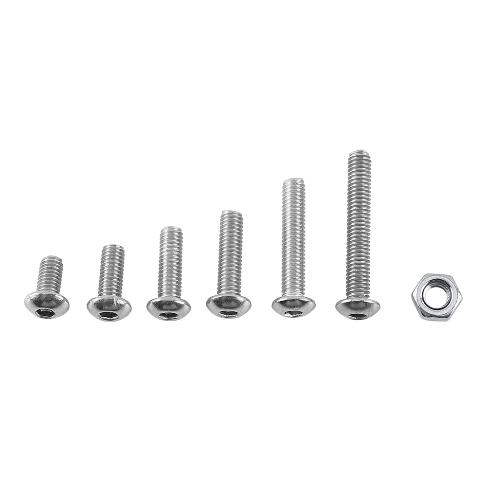 M3 A2 Stainless Steel Hex Socket Screws Bolt and Hex Nuts Assortment Kit Set Cup Head Hex Socket Nut Bolt Set: B Button head