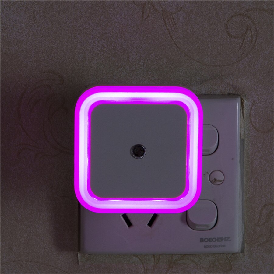 Ljussensor nattlampa lampa luminaria nattlampa för barn barn sovrum vägglampa us/eu plug square baby sovlampa: Rosa / Eu