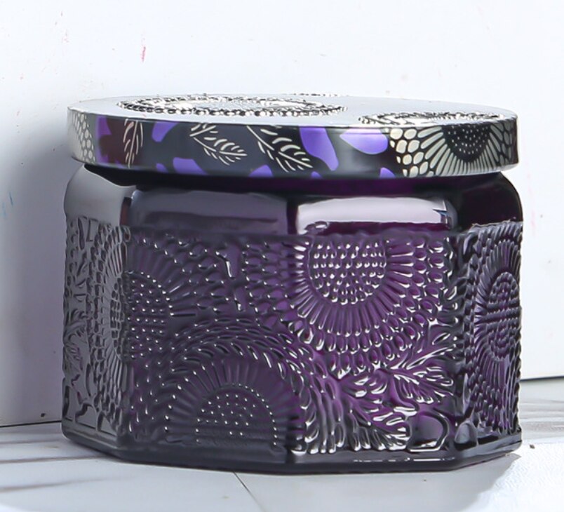 Contenedor de fabricación de velas de aromaterapia artesanal, vela de aromaterapia casera, tarro de vela blanca, taza de vela de nicho, frasco de vidrio, Cactus: purple7.2x5cm