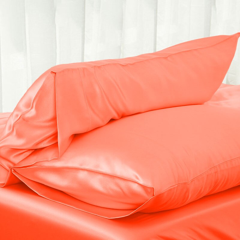 Simple satin silk solid color bedding pillowcase Single side Silk Pillow case best for Children/adult: Orange