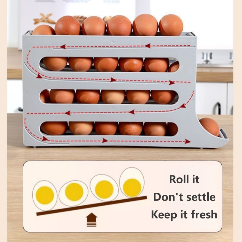 4 Layer Automatic Egg Roller Kitchen Dedicated Egg Roller Rack Space Saving Refrigerator Side Door Large Capacity Egg Organiser
