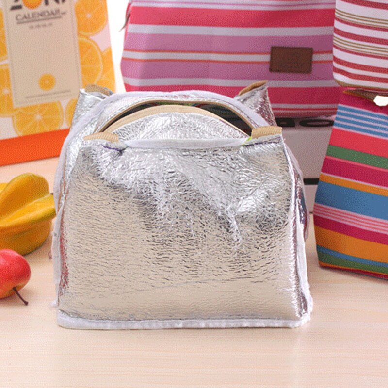 eTya Stripe Insulated Lunch Bag Tote Travel Picnic Bags for Women Men Kids Fresh Cooler Thermal Food Storage Lunch Box