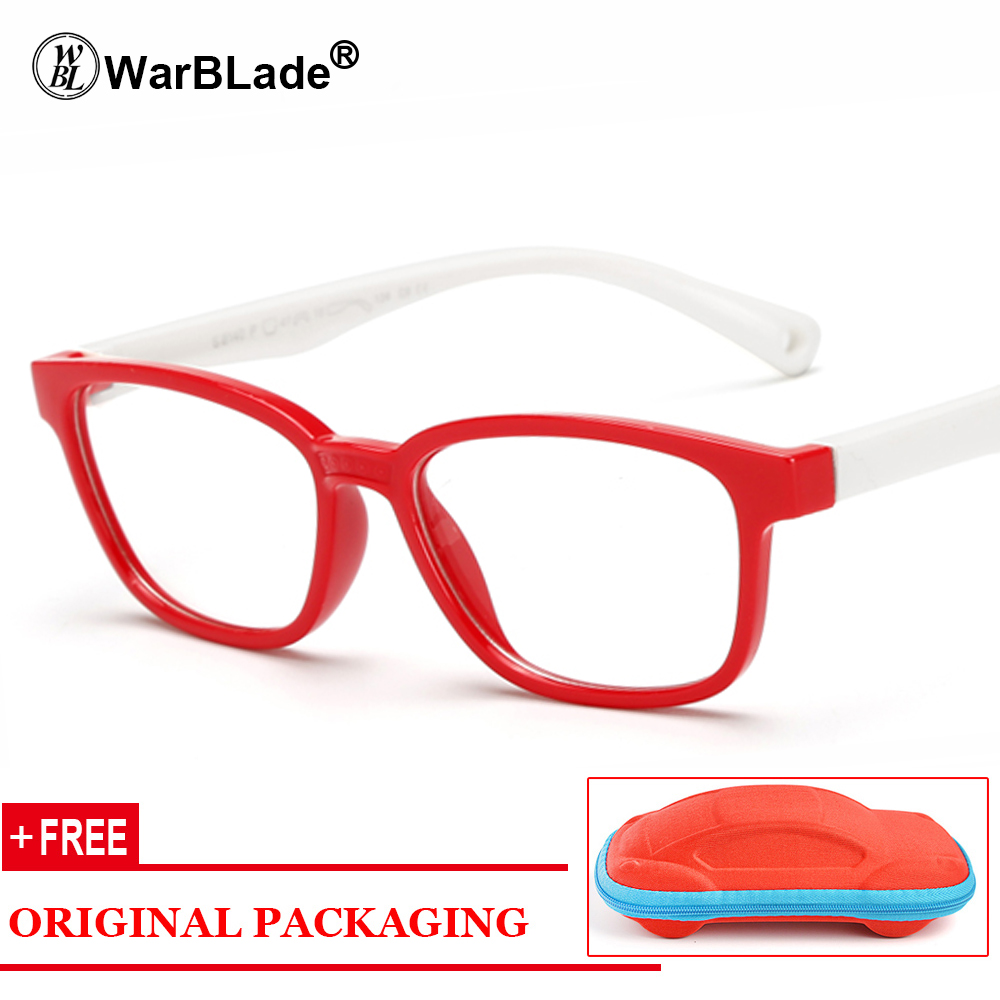 Gafas de silicona para niños y niñas, montura Flexible para gafas, estuche gratis: red white